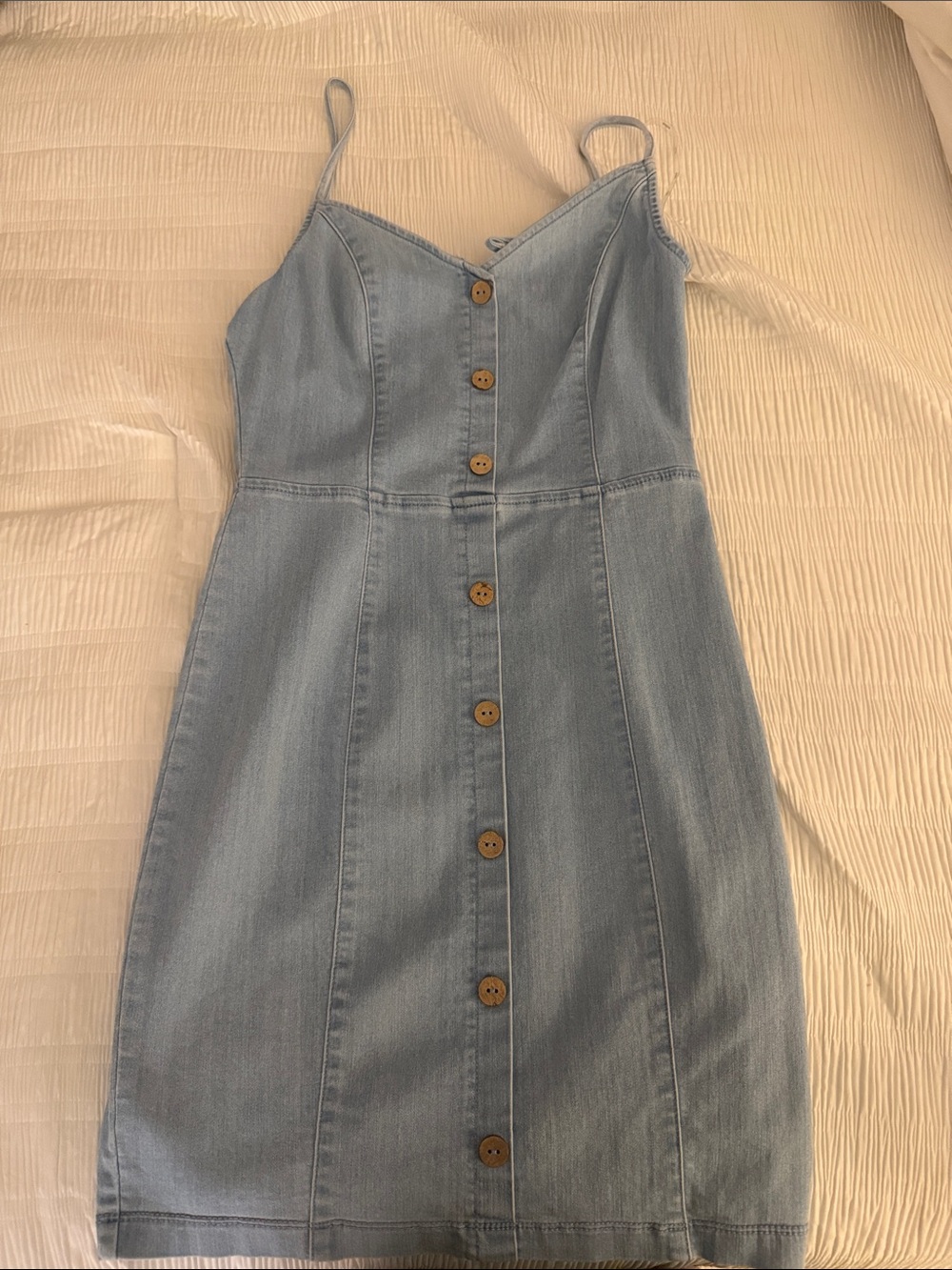 Light Blue Denim Button-Front Mini Dress